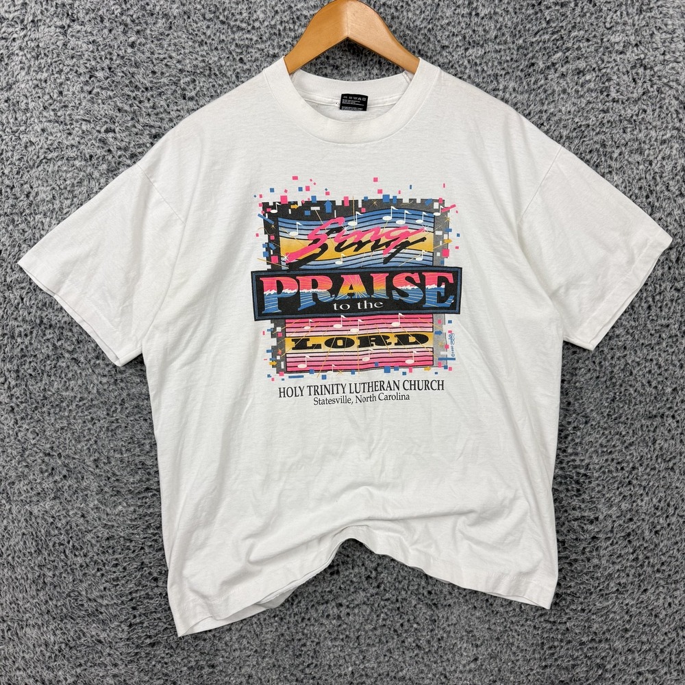 Vintage 90s JESUS Tee Shirt Adult XL 22x27 Sing Praise To The Lord Graphic 1990
